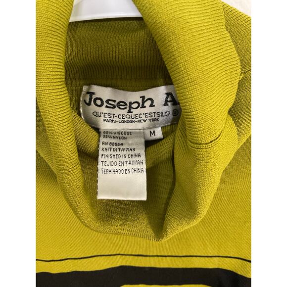 VTG 90s Joseph A Women's Green Knit Stripped Turtleneck Sweater Size Medium - Picture 5 of 6